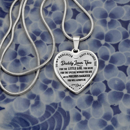 To My Daughter - Always Remember That Daddy Love You - Heart Necklace - PRICE INCLUDES FREE SHIPPING