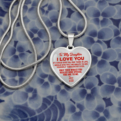 To My Daughter - I Love You Red- Heart Necklace - PRICE INCLUDES FREE SHIPPING