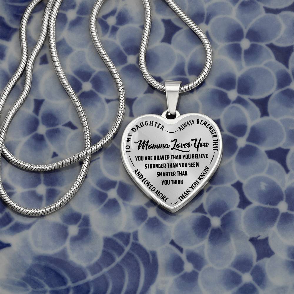 To My Daughter - Always Remember That Momma Loves You - Heart Necklace - PRICE INCLUDES FREE SHIPPING
