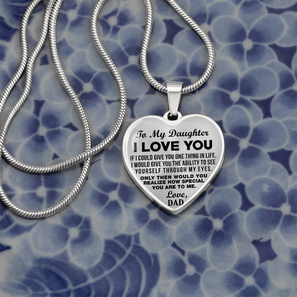 To My Daughter - I Love You - Heart Necklace - PRICE INCLUDES FREE SHIPPING