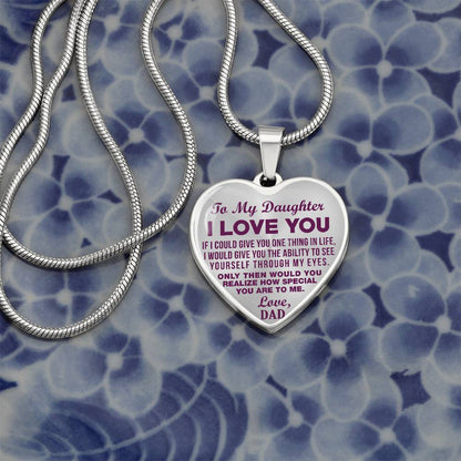 To My Daughter - I Love You Purple - Heart Necklace - PRICE INCLUDES FREE SHIPPING