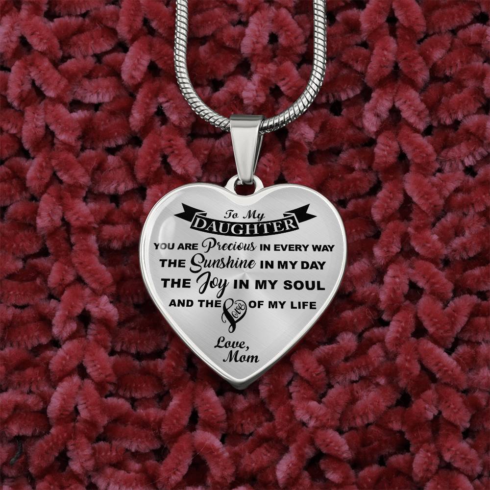 To My Daughter - You Are Precious - Heart Necklace - PRICE INCLUDES FREE SHIPPING