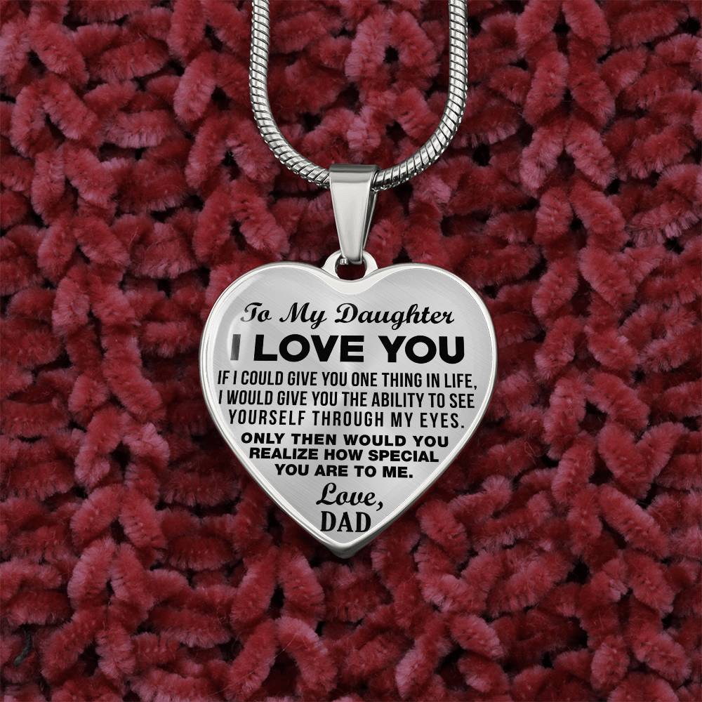 To My Daughter - I Love You - Heart Necklace - PRICE INCLUDES FREE SHIPPING