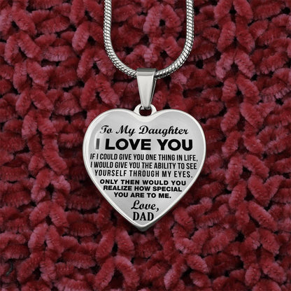 To My Daughter - I Love You - Heart Necklace - PRICE INCLUDES FREE SHIPPING