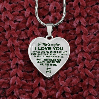 To My Daughter - I Love You Green - Heart Necklace - PRICE INCLUDES FREE SHIPPING