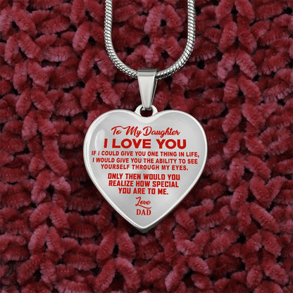 To My Daughter - I Love You Red- Heart Necklace - PRICE INCLUDES FREE SHIPPING