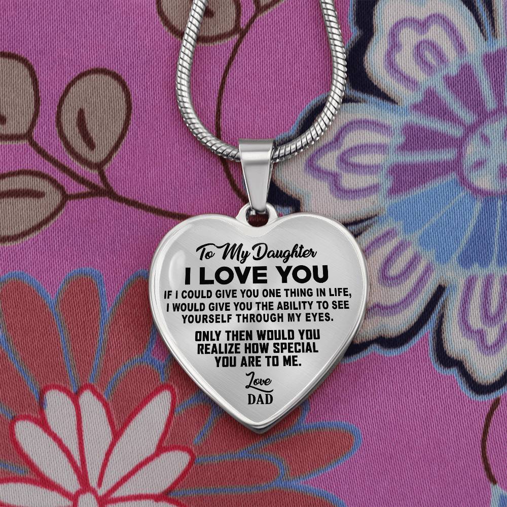 To My Daughter - I Love You - Heart Necklace - PRICE INCLUDES FREE SHIPPING