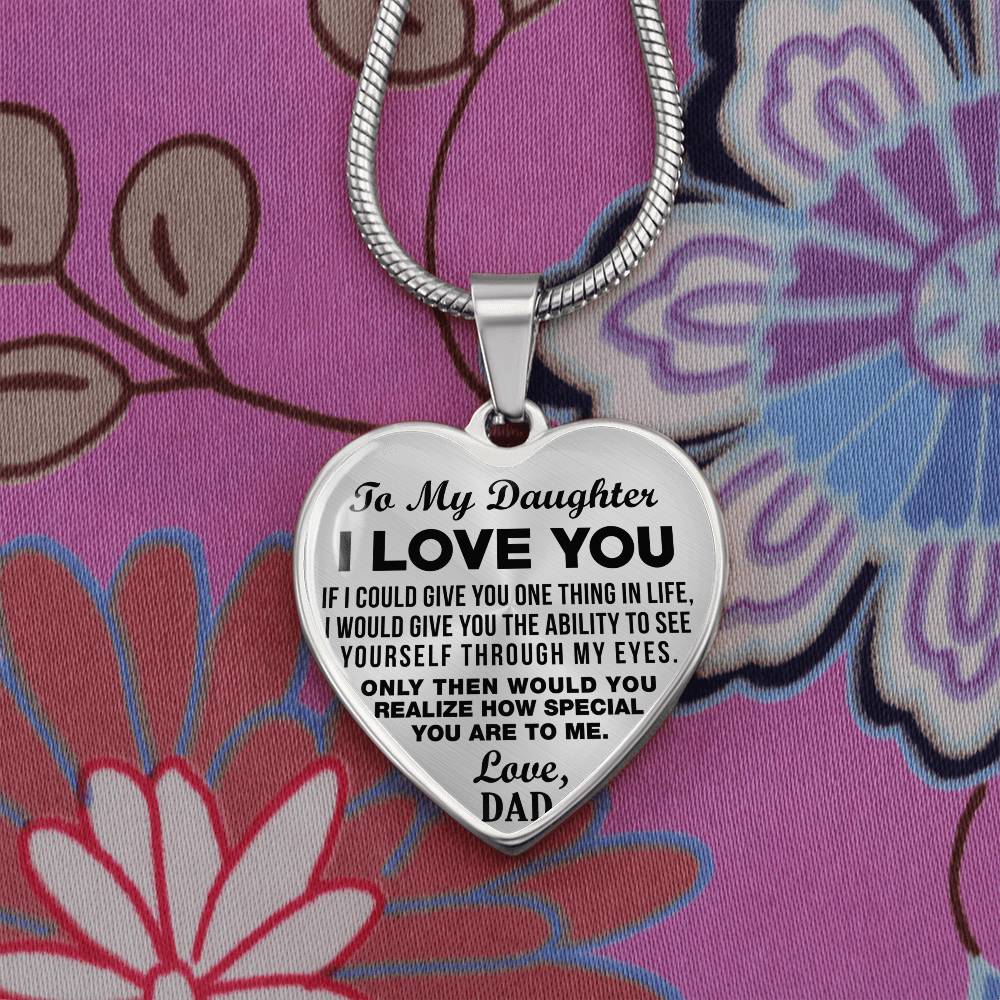 To My Daughter - I Love You - Heart Necklace - PRICE INCLUDES FREE SHIPPING