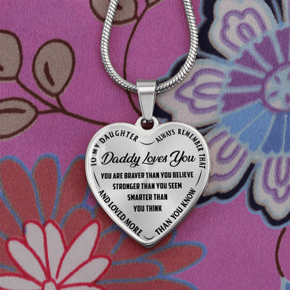 To My Daughter - Always Remember That Daddy Love You - Heart Necklace - PRICE INCLUDES FREE SHIPPING