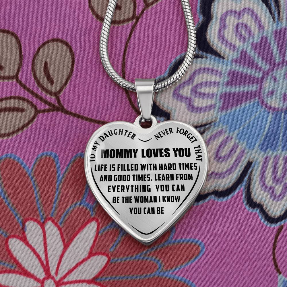 To My Daughter - Never Forget That Mommy Loves You - Heart Necklace - PRICE INCLUDES FREE SHIPPING