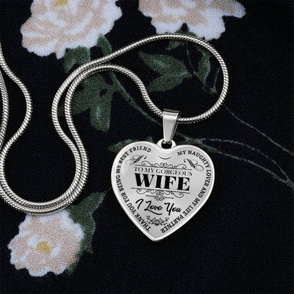 To My Gorgeous Wife - My Best Friend - Heart Necklace - PRICE INCLUDES FREE SHIPPING