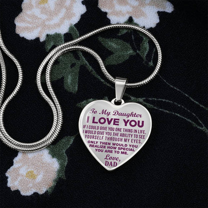 To My Daughter - I Love You Purple - Heart Necklace - PRICE INCLUDES FREE SHIPPING