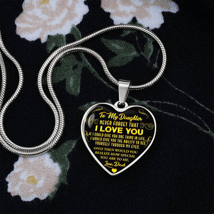 To My Daughter - Never Forget That I Love You - Heart Necklace - PRICE INCLUDES FREE SHIPPING