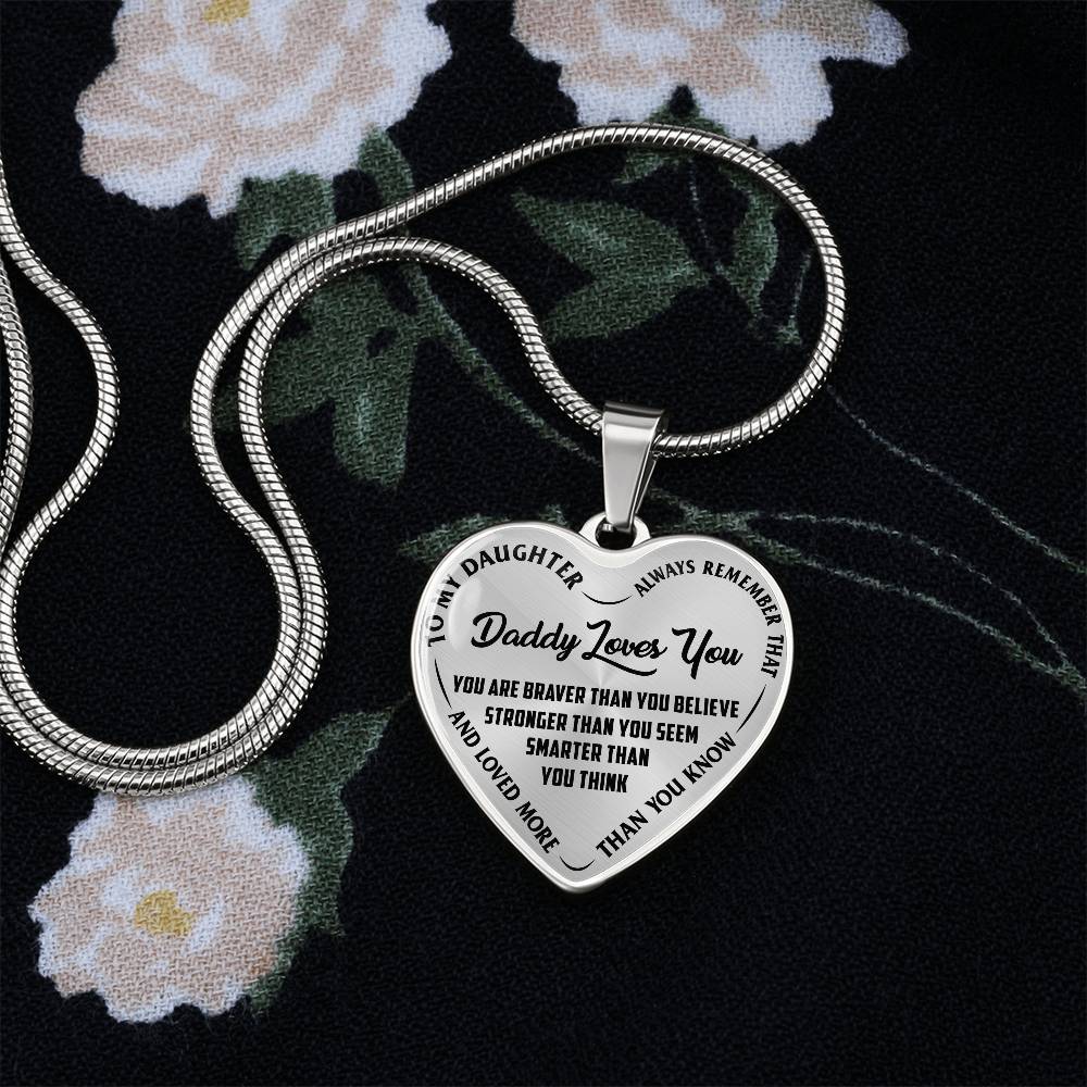 To My Daughter - Daddy Loves You - Heart Necklace - PRICE INCLUDES FREE SHIPPING