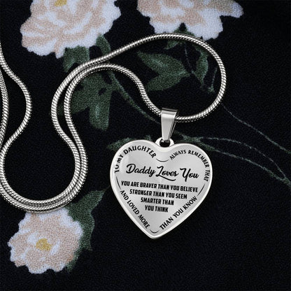 To My Daughter - Daddy Loves You - Heart Necklace - PRICE INCLUDES FREE SHIPPING