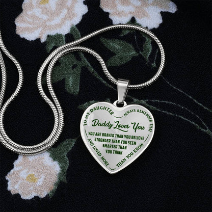 To My Daughter - Daddy Loves You - Heart Necklace - PRICE INCLUDES FREE SHIPPING
