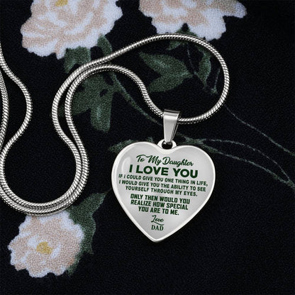 To My Daughter - I Love You Green - Heart Necklace - PRICE INCLUDES FREE SHIPPING