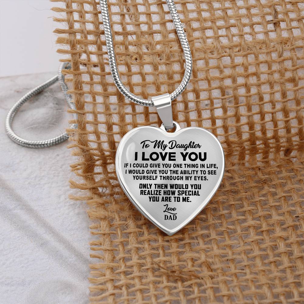 To My Daughter - I Love You - Heart Necklace - PRICE INCLUDES FREE SHIPPING