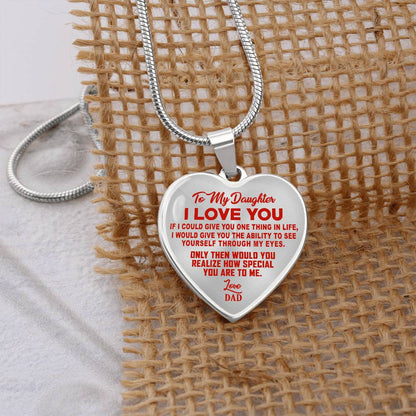 To My Daughter - I Love You Red- Heart Necklace - PRICE INCLUDES FREE SHIPPING