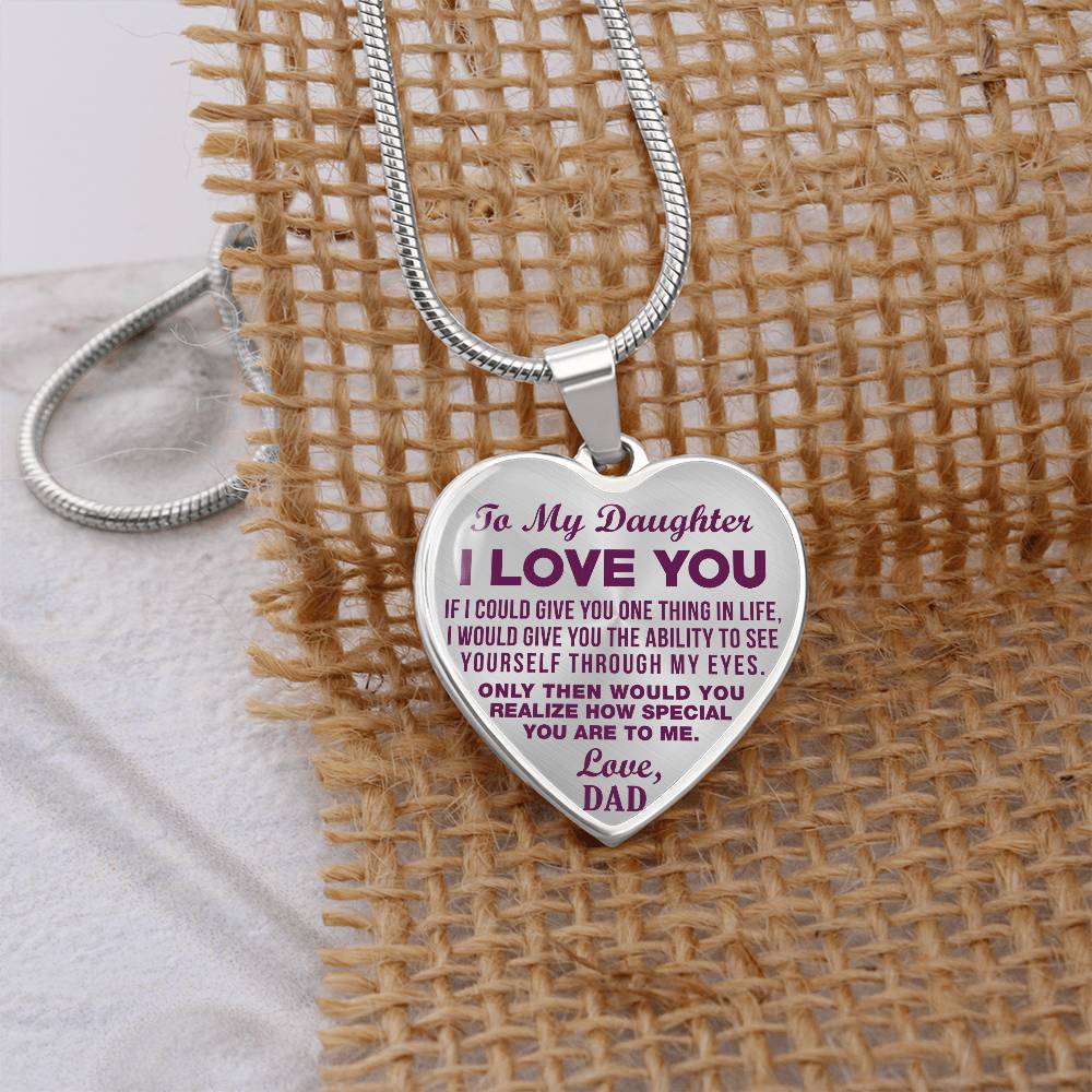 To My Daughter - I Love You Purple - Heart Necklace - PRICE INCLUDES FREE SHIPPING