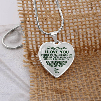 To My Daughter - I Love You Green - Heart Necklace - PRICE INCLUDES FREE SHIPPING