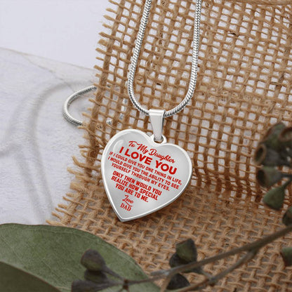 To My Daughter - I Love You Red- Heart Necklace - PRICE INCLUDES FREE SHIPPING