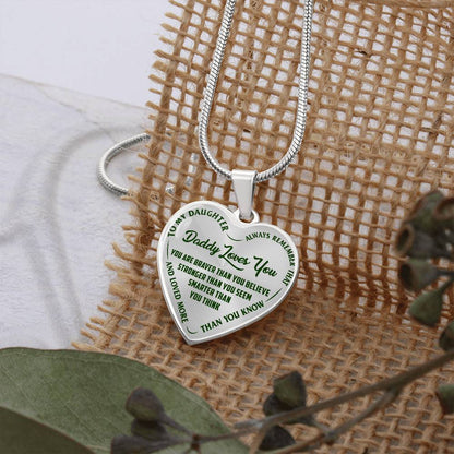 To My Daughter - Daddy Loves You - Heart Necklace - PRICE INCLUDES FREE SHIPPING