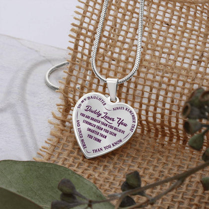 To My Daughter - Daddy Loves You Purple - Heart Necklace - PRICE INCLUDES FREE SHIPPING
