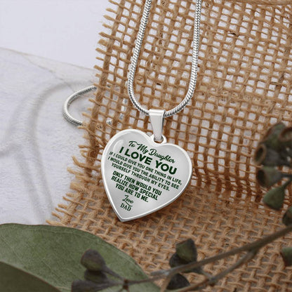 To My Daughter - I Love You Green - Heart Necklace - PRICE INCLUDES FREE SHIPPING