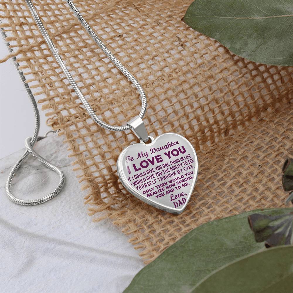 To My Daughter - I Love You Purple - Heart Necklace - PRICE INCLUDES FREE SHIPPING