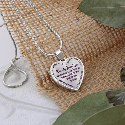 To My Daughter - Daddy Loves You Purple- Heart Necklace - PRICE INCLUDES FREE SHIPPING
