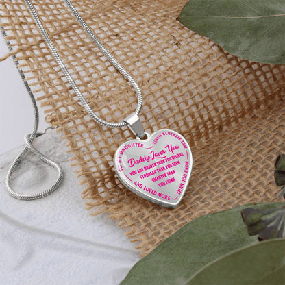 To My Daughter - Daddy Loves You Pink- Heart Necklace - PRICE INCLUDES FREE SHIPPING