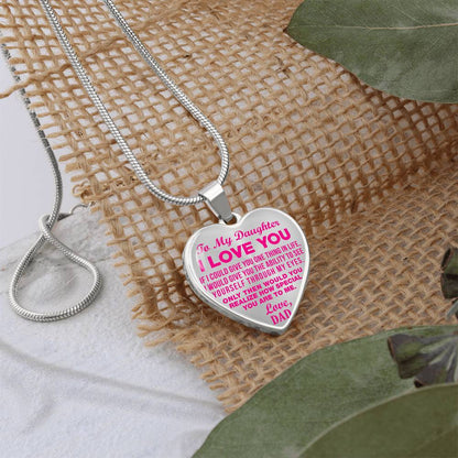 To My Daughter - I Love You Pink- Heart Necklace - PRICE INCLUDES FREE SHIPPING