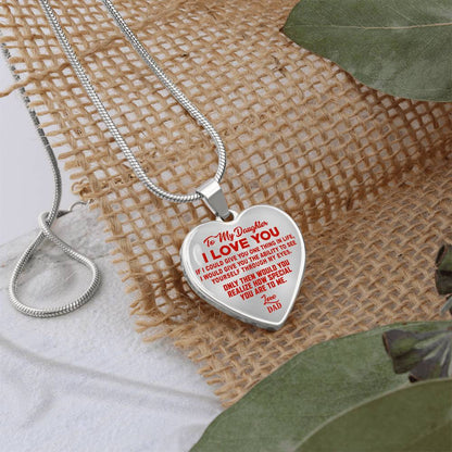 To My Daughter - I Love You Red- Heart Necklace - PRICE INCLUDES FREE SHIPPING