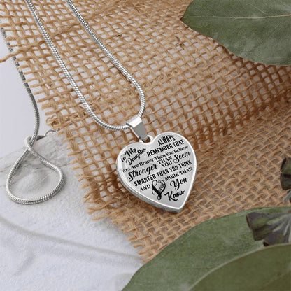 To My Daughter - Always Remember That You Are Braver - Heart Necklace - PRICE INCLUDES FREE SHIPPING