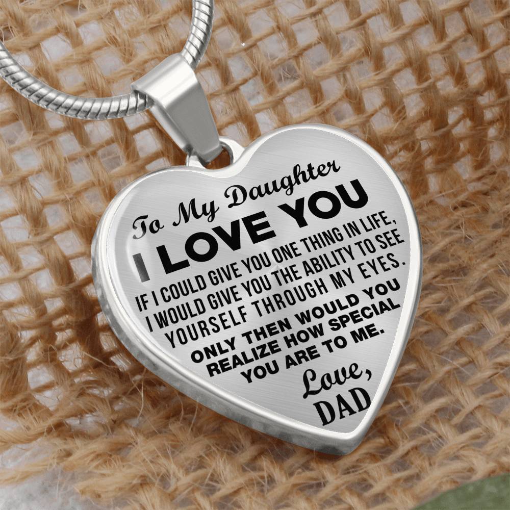 To My Daughter - I Love You - Heart Necklace - PRICE INCLUDES FREE SHIPPING