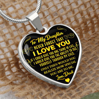 To My Daughter - Never Forget That I Love You - Heart Necklace - PRICE INCLUDES FREE SHIPPING