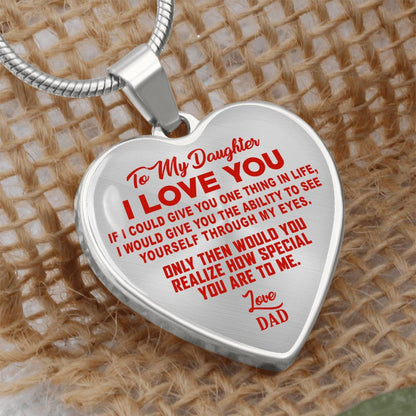 To My Daughter - I Love You Red- Heart Necklace - PRICE INCLUDES FREE SHIPPING