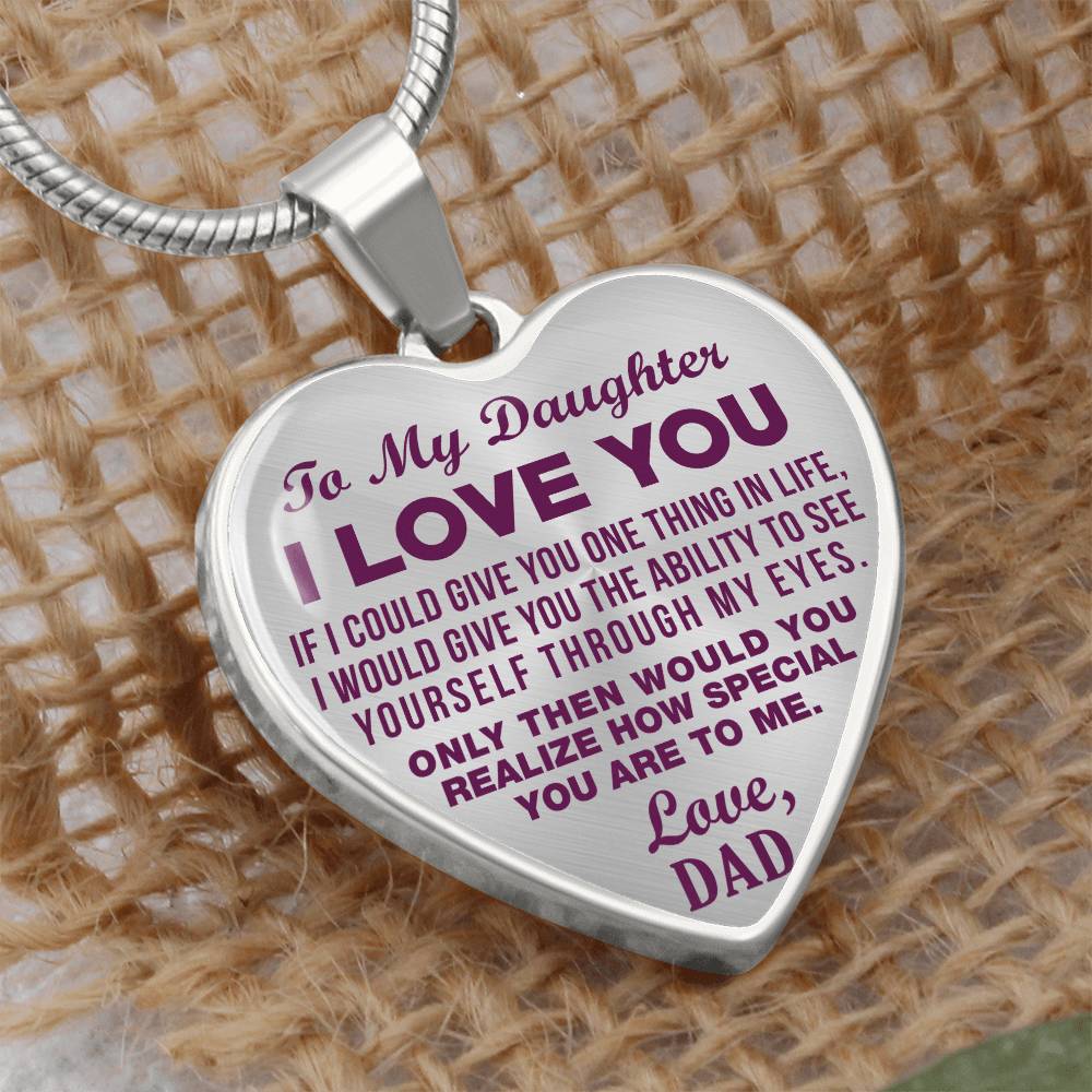 To My Daughter - I Love You Purple - Heart Necklace - PRICE INCLUDES FREE SHIPPING