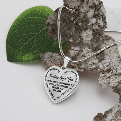 To My Daughter - Daddy Loves You - Heart Necklace - PRICE INCLUDES FREE SHIPPING