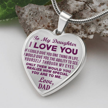 To My Daughter - I Love You Purple - Heart Necklace - PRICE INCLUDES FREE SHIPPING