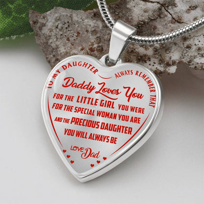 To My Daughter - Always Remember That Daddy Love You - Heart Necklace - PRICE INCLUDES FREE SHIPPING