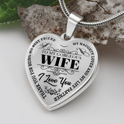 To My Gorgeous Wife - My Best Friend - Heart Necklace - PRICE INCLUDES FREE SHIPPING
