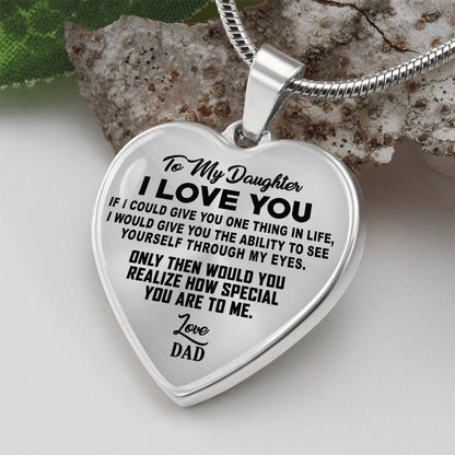 To My Daughter - I Love You - Heart Necklace - PRICE INCLUDES FREE SHIPPING