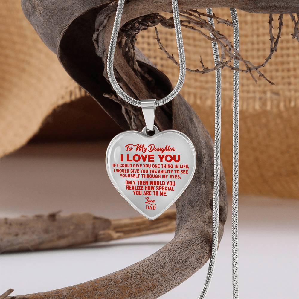 To My Daughter - I Love You Red- Heart Necklace - PRICE INCLUDES FREE SHIPPING