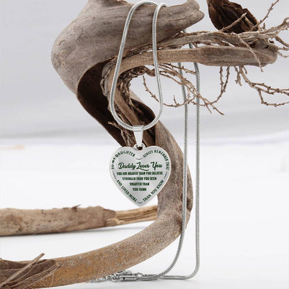 To My Daughter - Daddy Loves You Green - Heart Necklace - PRICE INCLUDES FREE SHIPPING