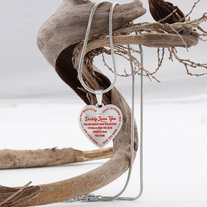 To My Daughter - Daddy Loves You Red - Heart Necklace - PRICE INCLUDES FREE SHIPPING