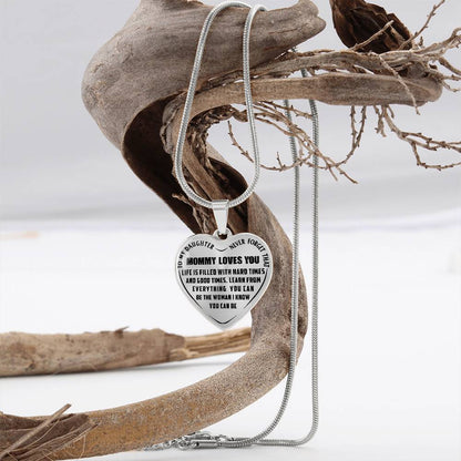 To My Daughter - Never Forget That Mommy Loves You - Heart Necklace - PRICE INCLUDES FREE SHIPPING