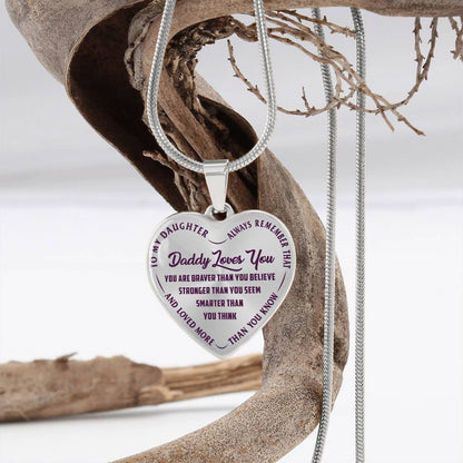 To My Daughter - Daddy Loves You Purple - Heart Necklace - PRICE INCLUDES FREE SHIPPING