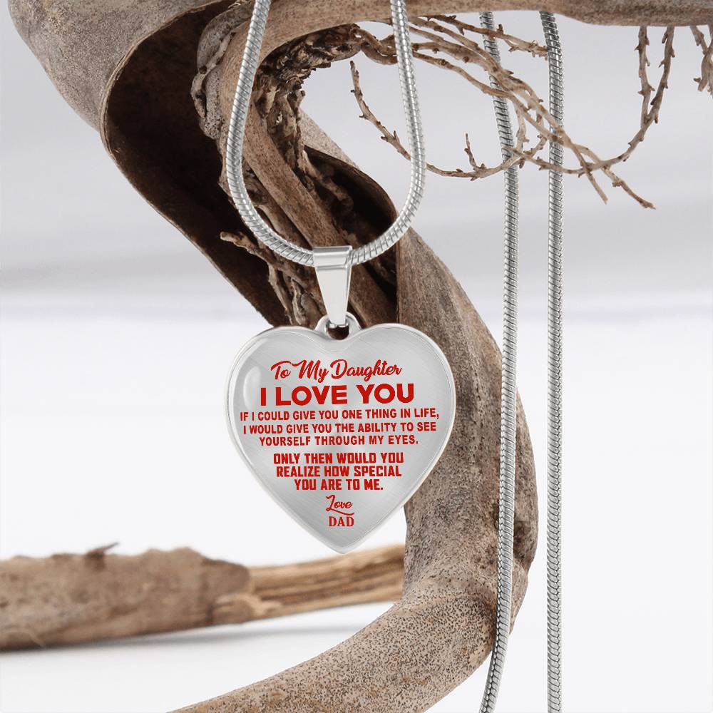To My Daughter - I Love You Red- Heart Necklace - PRICE INCLUDES FREE SHIPPING